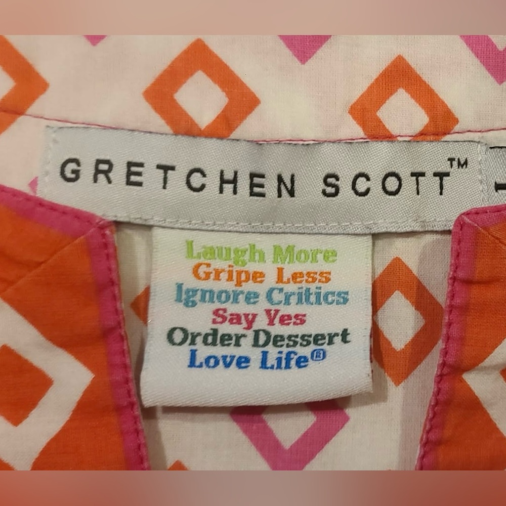 Gretchen Scott Designs Orange and Pink Geometric Tunic - Picture 2 of 7